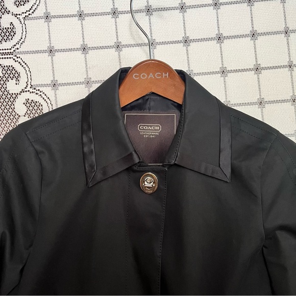 Coach Black Satin Trim Car Coat With Hanger & Dust Bag size 6 - Picture 4 of 9
